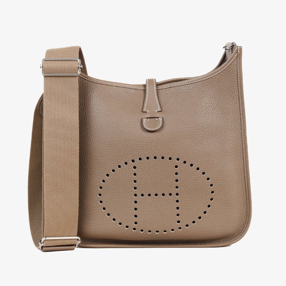 Hermes Evelyne III 29 Etoupe Taurillon Clemence Taupe Leather Shoulder Bag